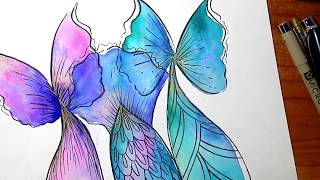 Watercolor Mermaid Tails · Colas de Sirena con Acuarela [upl. by Aifas]