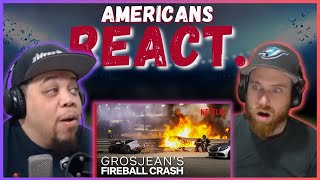 AMERICAN REACTS TO GROSJEANS INSANE FIREBALL CRASH EMOTIONAL  REAL FANS SPORTS [upl. by Ailito]