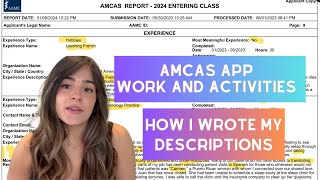 My AMCAS Work and Activities Section How I Wrote My Descriptions  Tips [upl. by Coyle]