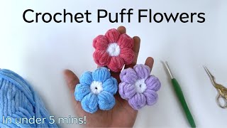 How To Crochet Flowers  Easy Crochet Tutorial for Beginners  Crochet Puffy Flowers [upl. by Salvatore]