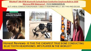 CHEAPEST BONE CONDUCTING HEADPHONE BlitzWolf BWBTS8 bluetooth MP3 PLAYER FROM BANGGOOD FOR REAL [upl. by Haneeja]