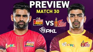 PKL Season 11 Match 30  Telugu Titans Vs Bengaluru Bulls Preview Starting 7amp Predictions [upl. by Fuhrman502]