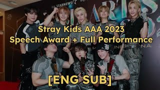 ENGSUB 121423 Stray Kids AAA 2023 Speech Award  Full Performance [upl. by Risa]