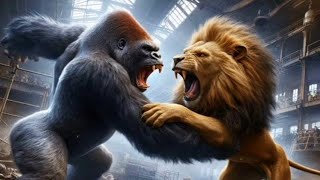 Gorilla VS Lion Real Fight [upl. by Mahtal]