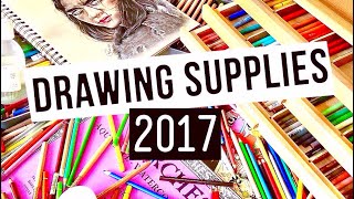 My FAVOURITE Drawing Supplies 2017 Coloured pencil edition [upl. by Akehs]