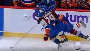 Scrum Ensues After Nathan Mackinnon MASSIVE HIT on Alexander Romanov [upl. by Yleik443]