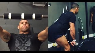 Vitor Belfort strength training for fight against Gegard Mousasi [upl. by Anigroeg246]