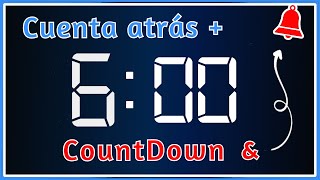 🕐Cronometro 6 MINUTOS Cuenta ATRÁS y REGRESIVA de SEIS minutos➕ALARMA🔔🔊 [upl. by Edwine]