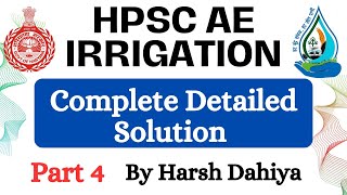 HPSC AE Irrigation Detailed Solution Civil Engineering Haryana Assistant Engineer Exam Solution [upl. by Nyleuqaj967]