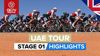 First World Tour Sprint Of The Year  UAE Tour 2022 Stage 1 Highlights [upl. by Gagne]