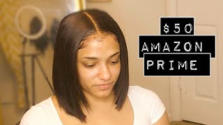 50 Amazon Prime Bob Install Tutorial on long hair  Affordable Amazon wigs 31 days of hairDay 10 [upl. by Elletnohs]