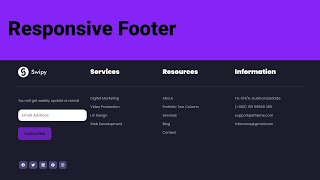 Responsive Footer using HTML CSS  Website Footer in HTML CSS [upl. by Dualc169]