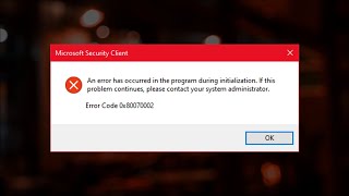 An Error Has Occurred in The Program During Initialization  Error Code 0x80070002  Fix [upl. by Yluj]