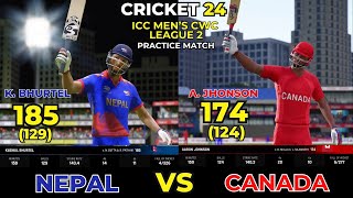 NEPAL VS CANADA  PRACTICE MATCH 2024  SEP 21  NEP VS CAN LIVE MATCH  CRICKET 24 CRICKET24 [upl. by Pinckney938]