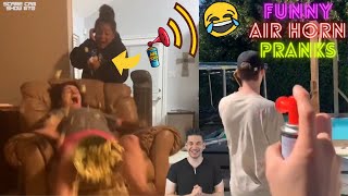 Funny Air Horn Pranks  Scare Cam Show 70 [upl. by Eadahs]