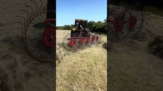 Raking Grass Ready for Bailing with theFPMagromehanika Manual and Rotary Rakes  Rowing Up Hay [upl. by Schuman]