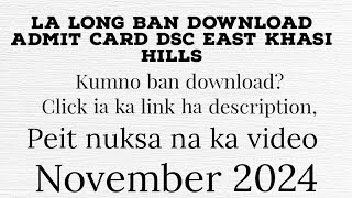 mynta La long ban download Admit card DSC East Khasi Hills [upl. by Ava]