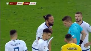 Vedat Muriqi red Card  Romania vs Kosovo 10  All Goals and Extended Highlights [upl. by Esorbma]