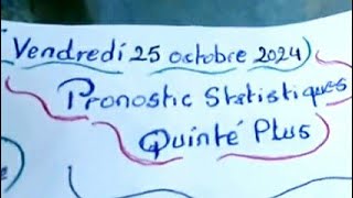 Pronostic statistiques quinté plus vendredi 25 Octobre 2024 [upl. by Klatt890]