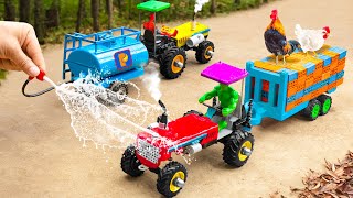 DIY mini tractor transporting gasoline rescue heavy truck  diy Fire Truck rescues Petrol Pump [upl. by Ttereve]