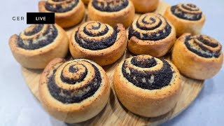 SUPER EASY ☕️☕️ Poppy seed rolls with curd oil dough Mohnschnecken super einfach und schnell [upl. by Deegan]