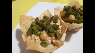 CESTINI DI PASTA FILLO CON HUMMUS E ASPARAGI [upl. by Hobbs]