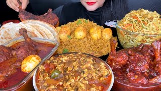 ASMR SPICY CHICKEN CURRYEGG PULAOPARATHACHICKEN NOODLESCHICKEN LOLLIPOPEGG KEEMA [upl. by Eeralav]