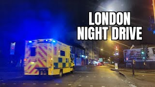 London Night Drive 4K  Heavy Rain in Wandsworth  UK [upl. by Elisa]