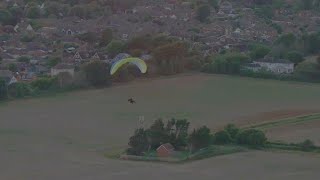 Paraglider fly east along Ferring beach south coast [upl. by Ellicott]