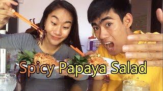 Spicy Papaya Salad Challenge and How to make Papaya Salad Khmer Food  Drawing Life [upl. by Basilio888]