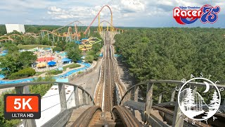 Racer 75 Front Seat 5K UHD OnRide POV 2022  PTC Racing Wooden Coaster  Kings Dominion Virginia [upl. by Sirret]