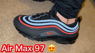 NIKE AIR MAX 97 UNBOXING amp ON FEET REVIEW BlackPicante Red 😮‍💨 [upl. by Sylvie]