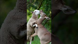 Sheep fighting with deer [upl. by Davidoff]