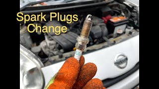 Nissan Micra 2013 spark plug change in detail k13 [upl. by Eelsew]