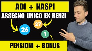 ADI e ASSEGNO UNICO in ARRIVO pure su RDC NASPI ex RENZI PENSIONI aumenti febbraiomarzo 2024 [upl. by Bautram]