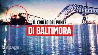 Come ha fatto la nave cargo a Baltimora a colpire il ponte Francis Scott Key il video del crollo [upl. by Eillak]