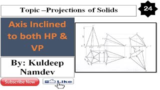 24 Projection of Solids  Projection of Pentagonal Pyramid  Projection of solids engineering draw [upl. by Nahgen824]