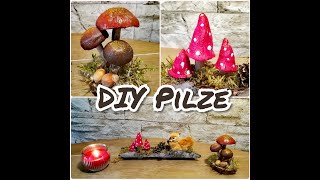 DIY Herbstdeko aus Modelliermasse Fliegenpilz  Steinpilz  Herbstpilze basteln [upl. by Aticnemrac]