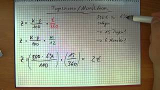 Zinsrechnung  Tageszinsen und Monatszinsen [upl. by Portingale]