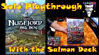 NUSFJORD By Uwe Rosenberg Solo Playthrough with the Salmon Deck Learning Game [upl. by Aillij]