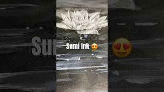 Painting a LOTUS with Ink🖤 shorts [upl. by Arbed]