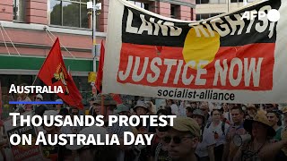 Thousands protest on Australia Day in solidarity with indigenous people  AFP [upl. by Nnyrb346]