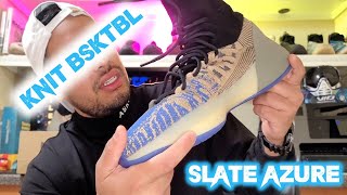 Adidas YEEZY BSKTBL KNIT  Slate Azure  Unboxing  on feet [upl. by Ennayram108]