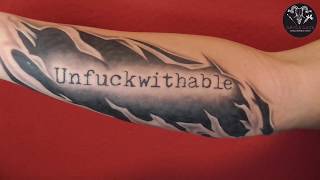 Ripped Skin Schriftzug Tattoo Unfuckwithable [upl. by Seppala92]