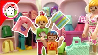 Playmobil Puppen Bekleidungsgeschäft  Shopping mit Lena  Familie Hauser Boutique Spielzeug Video [upl. by Marta]