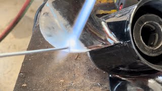 Testing harbor freight ￼ aluminum brazing rods to repair a boat propeller [upl. by Hashim]