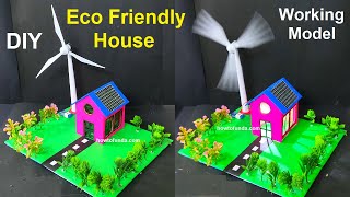 eco friendly house working model science project exhibition  diy  wind turbine  howtofunda [upl. by Gwenny]