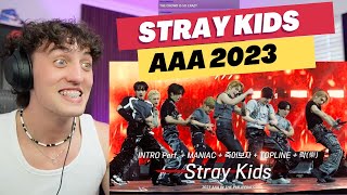 StrayKids 스트레이 키즈 INTRO Perf  MANIAC  TOPLINE AAA2023  REACTION [upl. by Haymo896]