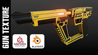 BLENDER amp SUBSTANCE PAINTER GUN TEXTURE [upl. by Ahsinek]