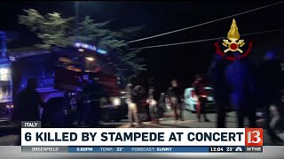 6 killed by concert stampede in Italy [upl. by Atinal975]